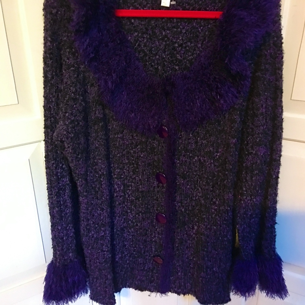Dressbarn Purple Cardigan Sweater Sparkle - Picture 2 of 8